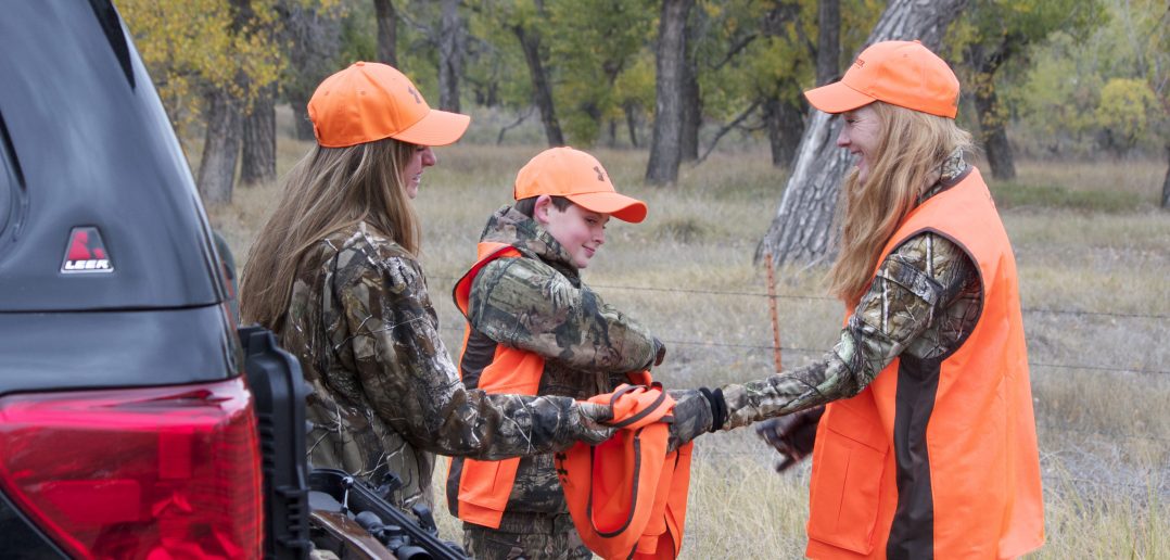 family wearing hunter orange